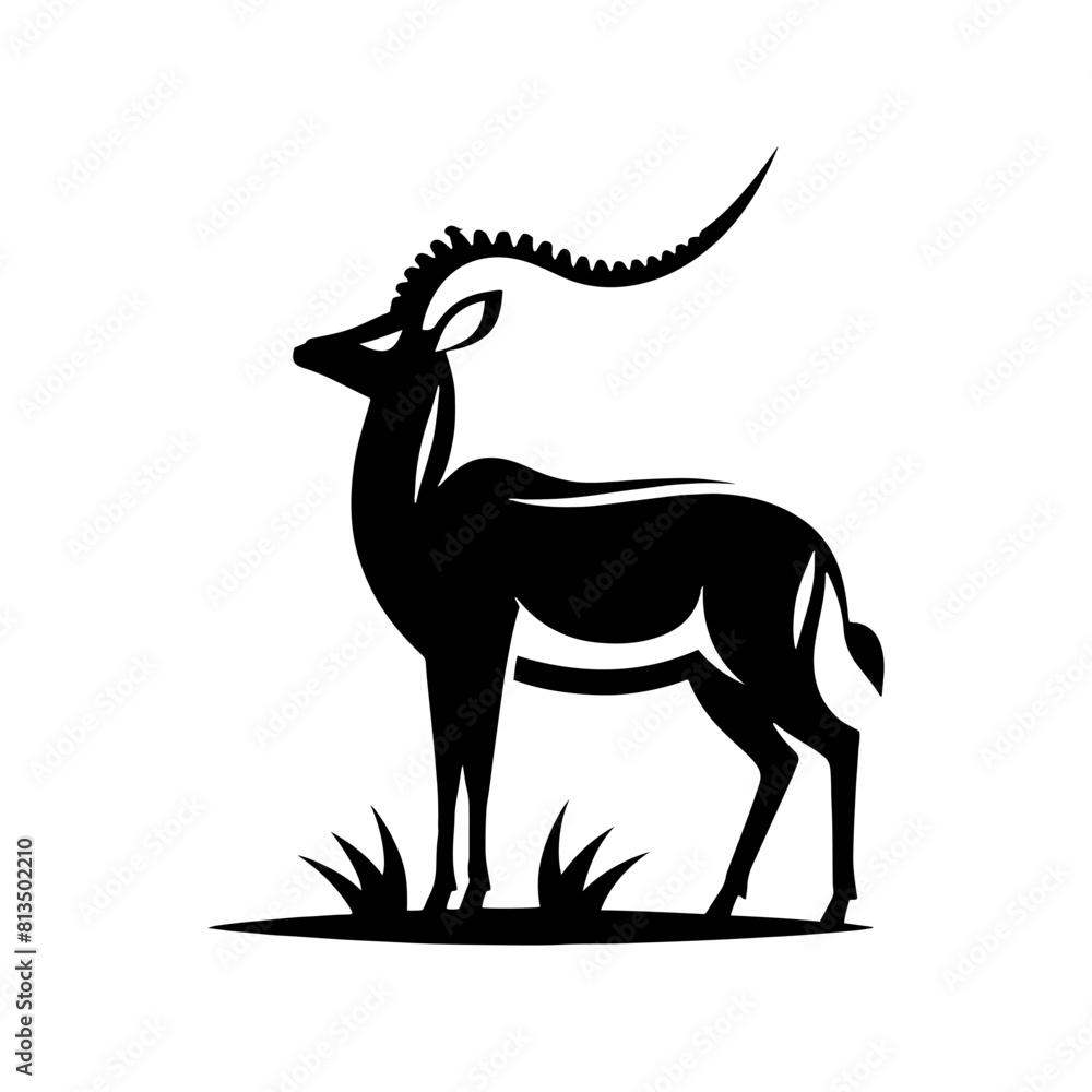 Obraz premium Minimalist Antelope Silhouette- Roaming the Vast Plains- Antelope Illustration- Antelope Vector.
