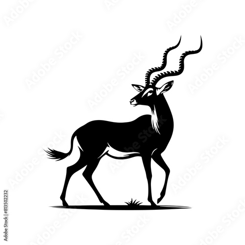 Minimalist Antelope Silhouette- Roaming the Vast Plains- Antelope Illustration- Antelope Vector.
