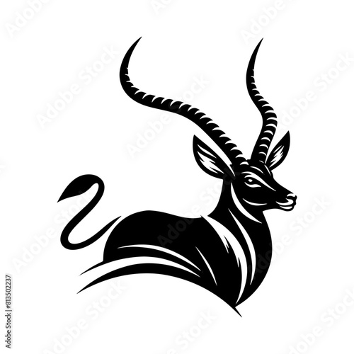 Minimalist Antelope Silhouette- Roaming the Vast Plains- Antelope Illustration- Antelope Vector.