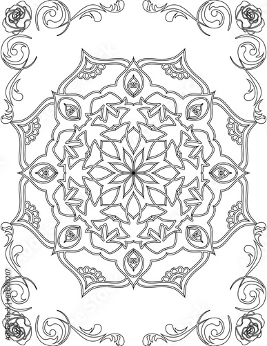 Printable Mandala Coloring Page for Adults. Educational Resources for School for Kids. Adults Coloring Book. Mandala Coloring Activity Worksheet.