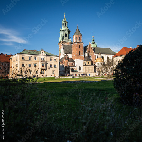 Obraz na płótnie Wawel Royal Castle - beautiful summer landscape - city of Krakow - sightseeing w salonie