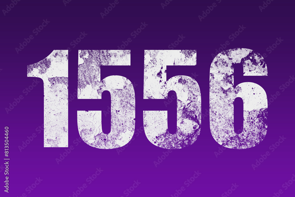 flat white grunge number of 1556 on purple background.	