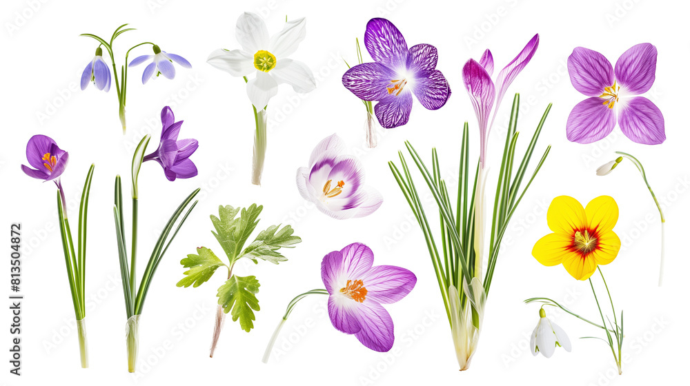 custom made wallpaper toronto digitalSet of early spring flowers including crocus, snowdrop, and primrose, isolated on transparent background