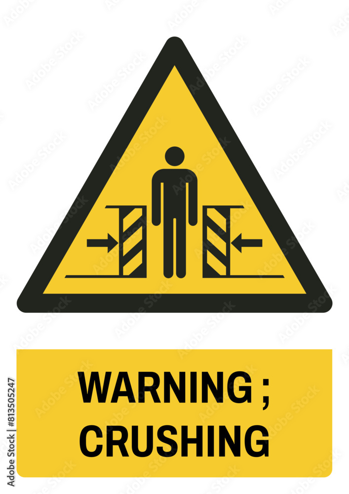 ISO warning safety signs_warning ; crushing size a4/a3/a2/a1 ISO warning safety signs_warning ; crushing size a4/a3/a2/a1