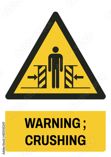ISO warning safety signs_warning ; crushing size a4/a3/a2/a1