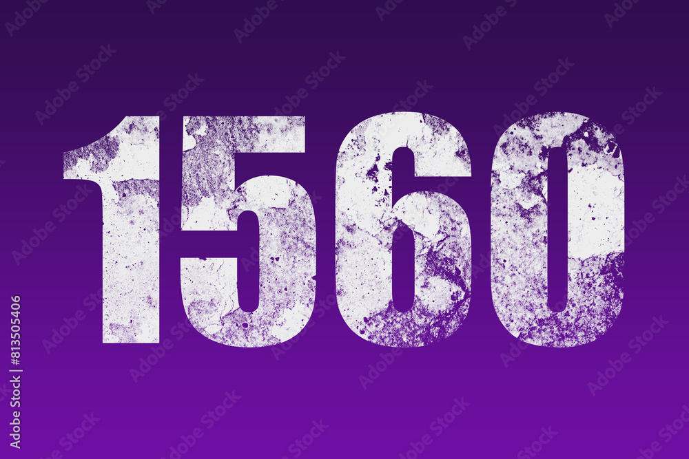 flat white grunge number of 1560 on purple background. flat white grunge number of 1560 on purple background.