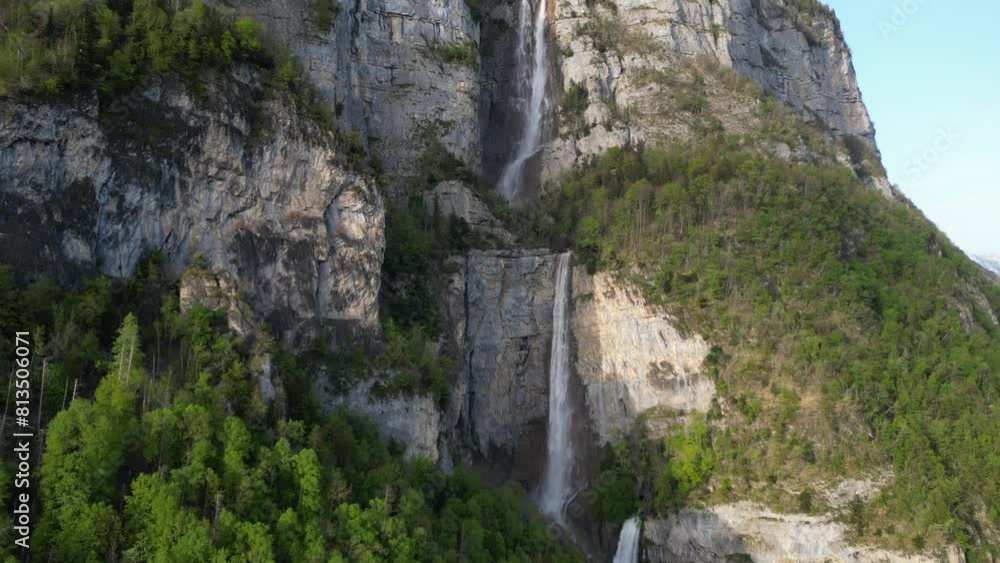 Seerenbach Falls cascading set of three waterfalls Amden Walensee, Switzerland Seerenbach Falls cascading set of three waterfalls Amden Walensee, Switzerland