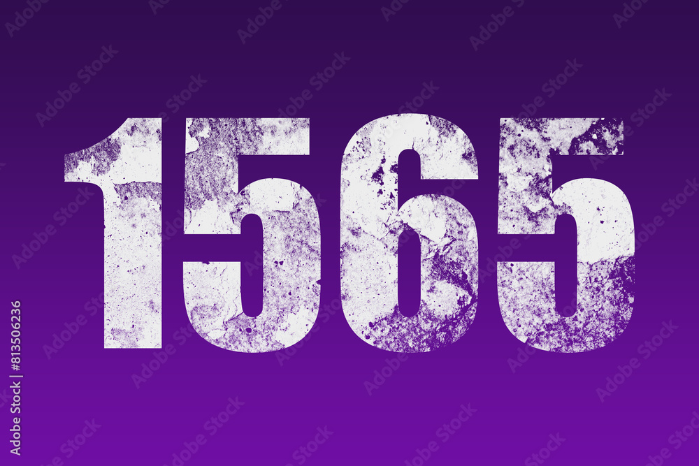 flat white grunge number of 1565 on purple background. flat white grunge number of 1565 on purple background.