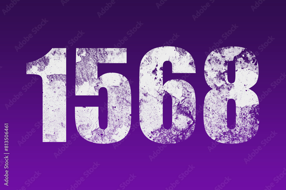 flat white grunge number of 1568 on purple background. flat white grunge number of 1568 on purple background.