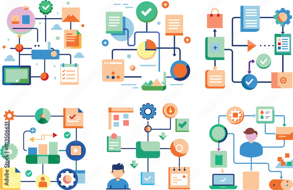 Set of flat business, workflow icon, vector illustration. Set of flat business, workflow icon, vector illustration.
