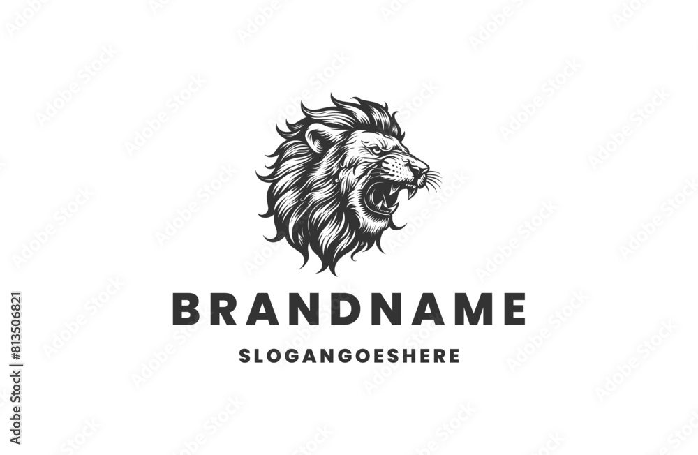 Head lion style logo icon design template flat vector Head lion style logo icon design template flat vector