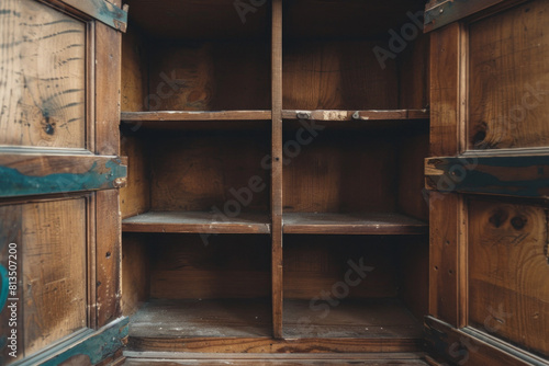 Closeup shot of an opened cabinet  it is empty 