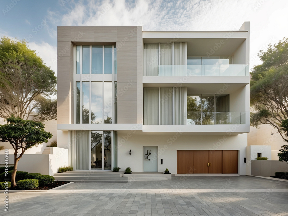 Modern Architectural Marvel, Sleek Lines and Neutral Tones