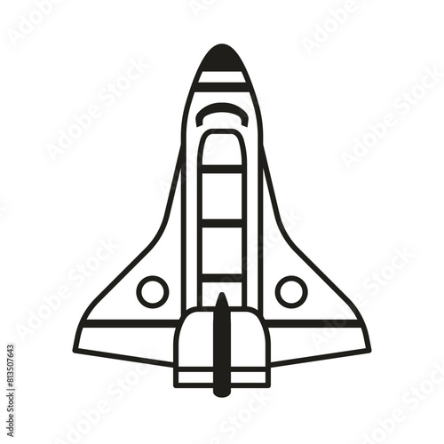 Flying Space Shuttle Icon in Line Art Design (ID: 813507643)