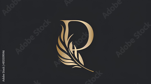 d alphabet with a feather. law firm icon sign symbol. logo for a writer or publishers .Generative AI photo