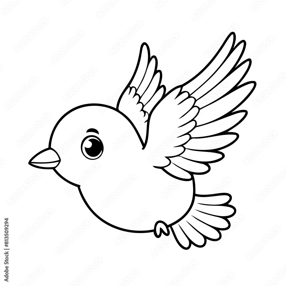 Simple vector illustration of Bird colouring page for kids Simple vector illustration of Bird colouring page for kids