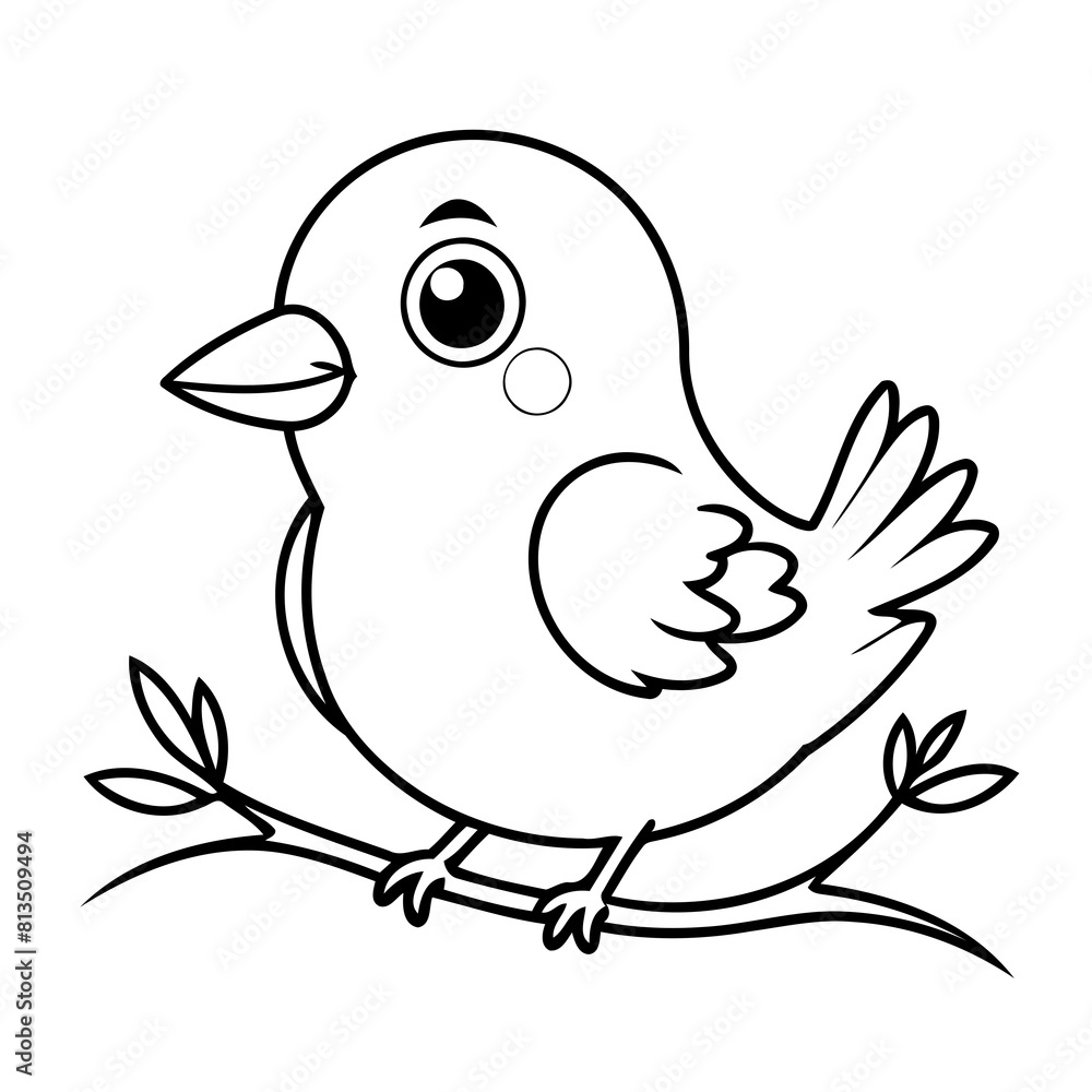 Cute vector illustration Bird for kids colouring page Cute vector illustration Bird for kids colouring page