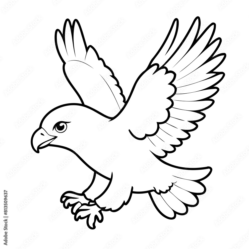 Cute vector illustration Eagle drawing for kids colouring activity Cute vector illustration Eagle drawing for kids colouring activity