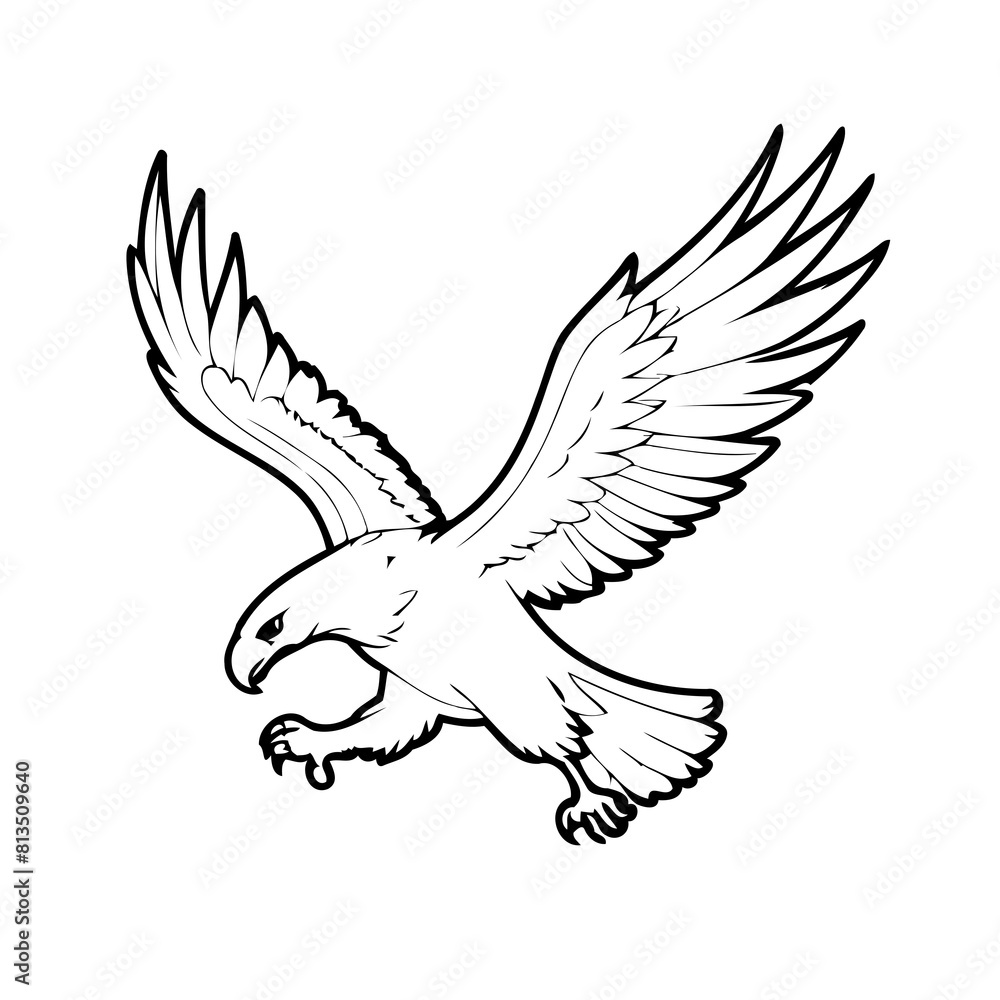 Fototapeta premium Vector illustration of a cute Eagle drawing for children page