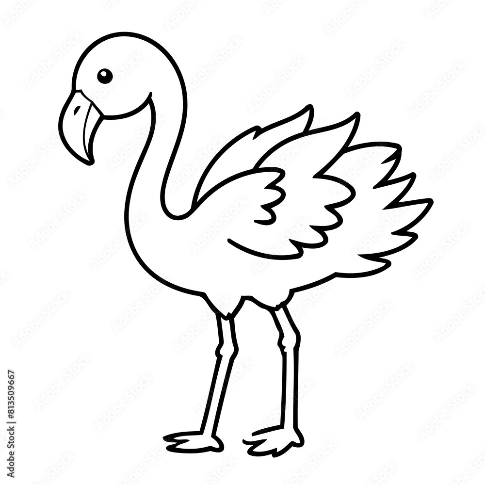 Simple vector illustration of flamingo drawing for toddlers coloring activity Simple vector illustration of flamingo drawing for toddlers coloring activity