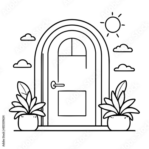 Cute vector illustration Door hand drawn for kids page