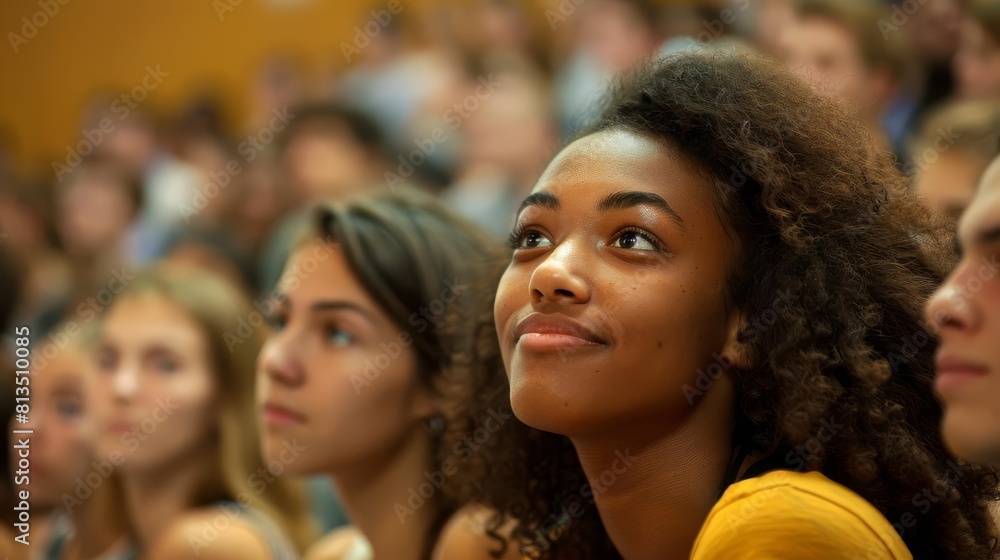 Capture the attentive expressions of the audience, showcasing their interest and engagement with the presentation Capture the attentive expressions of the audience, showcasing their interest and engagement with the presentation