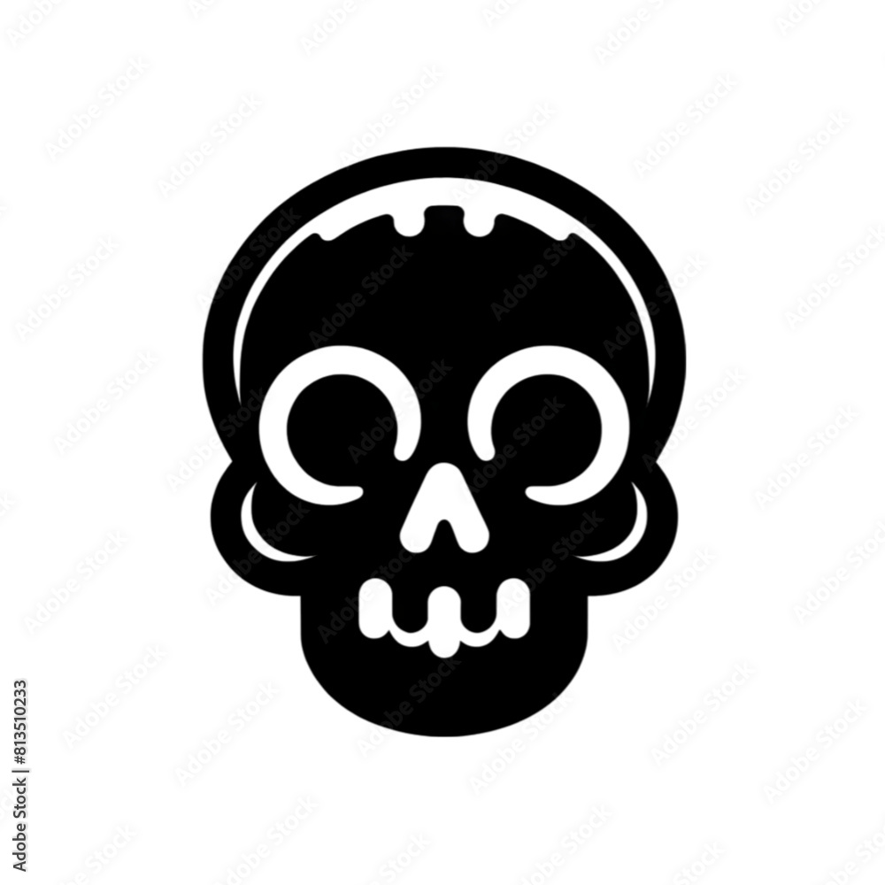 Fototapeta premium The skull is all black with a clear background.
