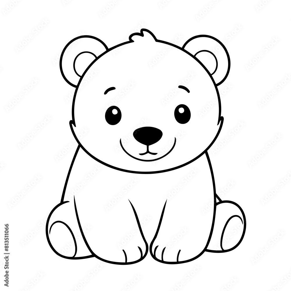 Cute vector illustration polarbear hand drawn for kids page Cute vector illustration polarbear hand drawn for kids page