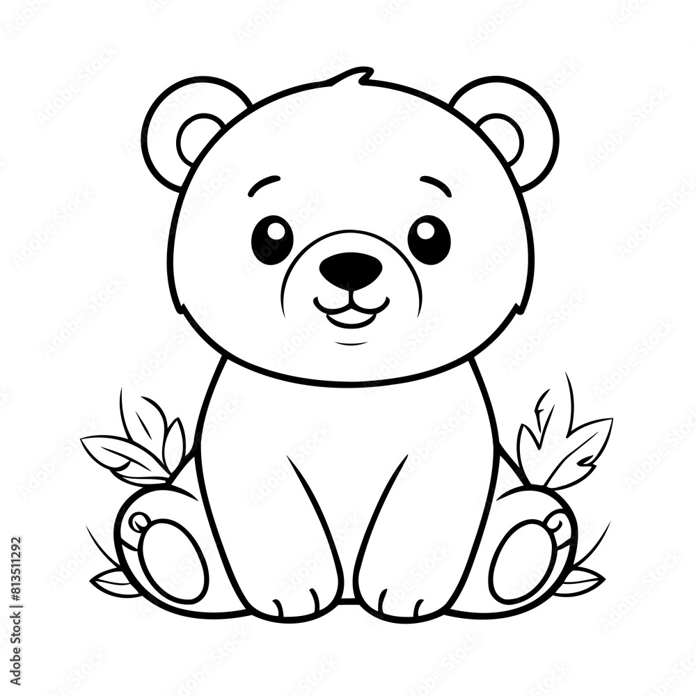 Cute vector illustration bear drawing for toddlers colouring page Cute vector illustration bear drawing for toddlers colouring page