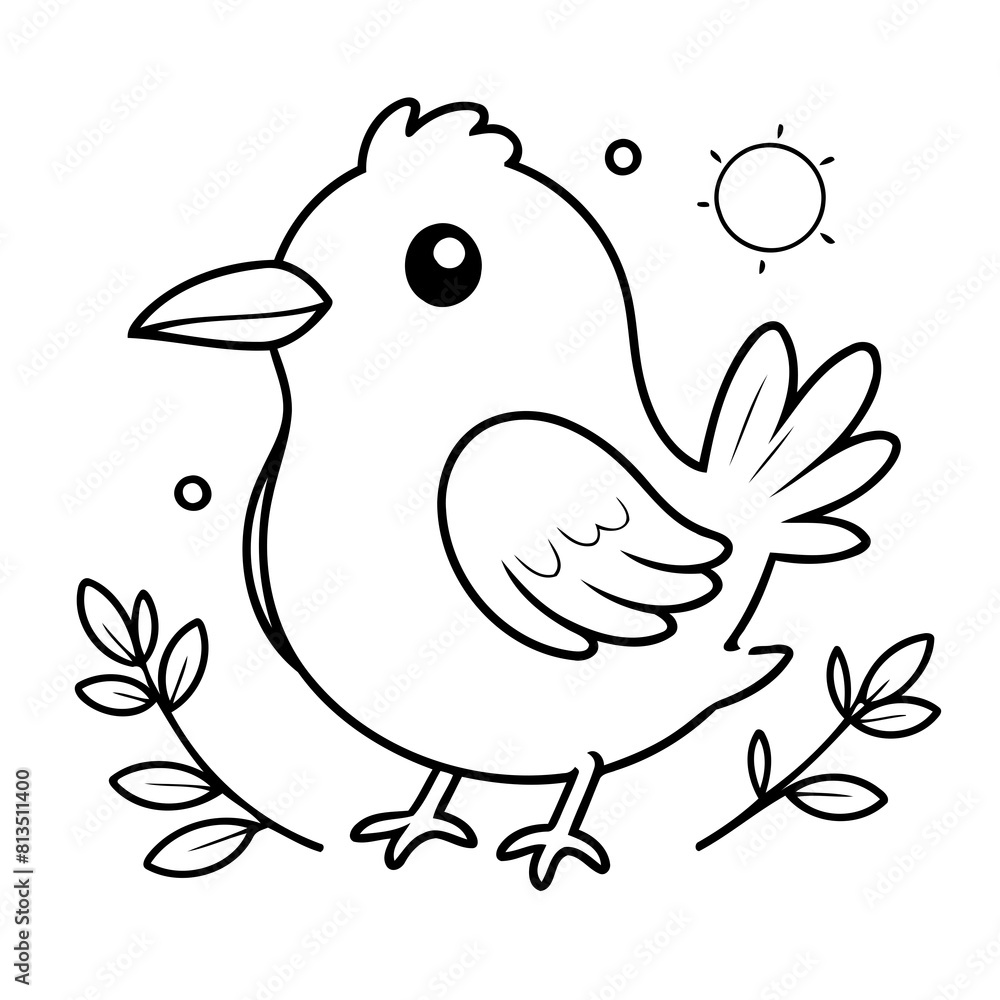 Cute vector illustration Bird drawing for colouring page Cute vector illustration Bird drawing for colouring page