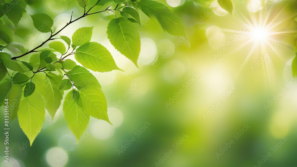 Nature green tree fresh leaf on beautiful blurred soft bokeh sunlight background with free copy space, spring summer or environment cover page, template, web banner and header. Nature green tree fresh leaf on beautiful blurred soft bokeh sunlight background with free copy space, spring summer or environment cover page, template, web banner and header.