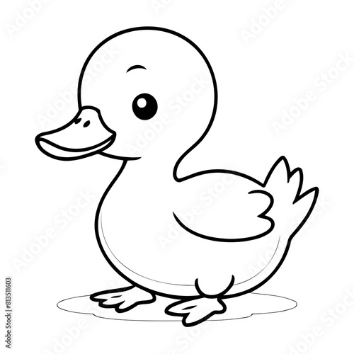 Simple vector illustration of duck drawing for kids page