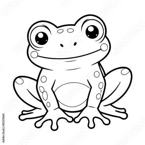 Cute vector illustration Frog drawing for kids page