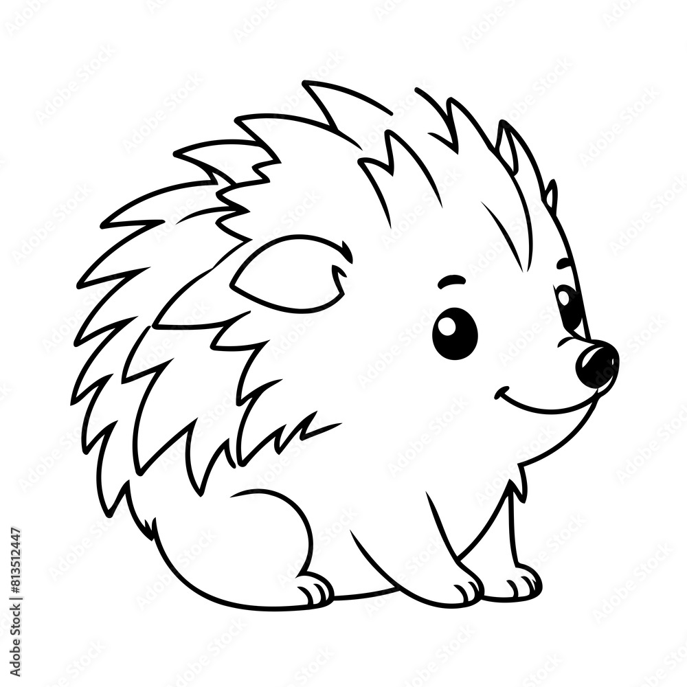 Simple vector illustration of hedgehog hand drawn for kids page Simple vector illustration of hedgehog hand drawn for kids page