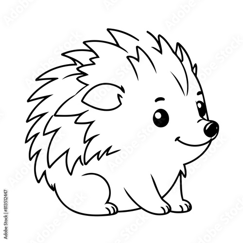 Simple vector illustration of hedgehog hand drawn for kids page