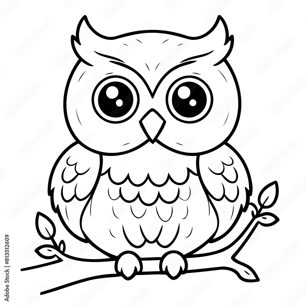 Vector illustration of a cute owl drawing for kids page Vector illustration of a cute owl drawing for kids page
