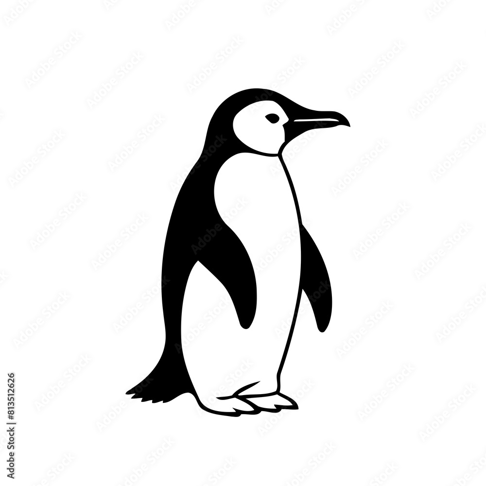 Naklejka premium Vector illustration of a cute Penguin doodle drawing for kids page