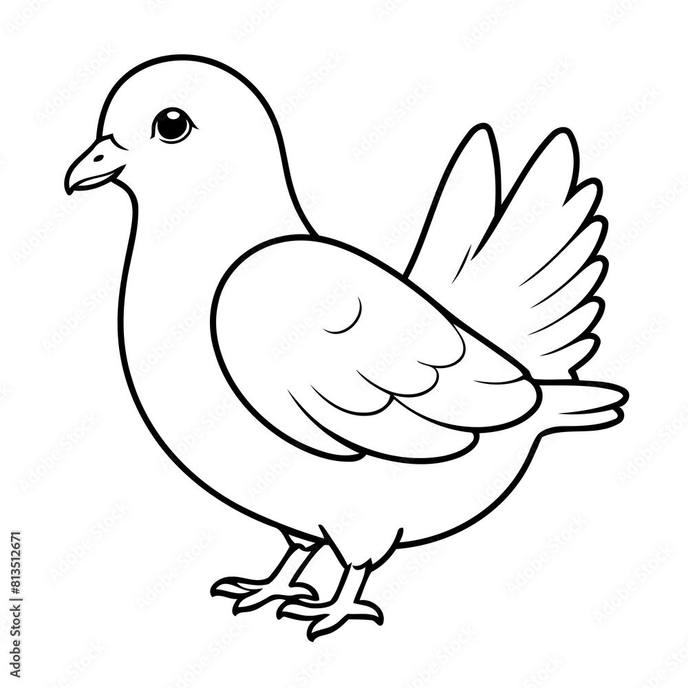 Vector illustration of a cute pigeon doodle for toddlers colouring page Vector illustration of a cute pigeon doodle for toddlers colouring page