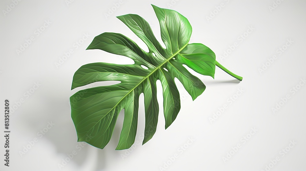 Fototapeta premium Vibrant Green Monstera Leaf Cut Out in 8K Resolution