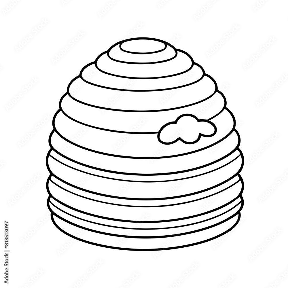 Simple vector illustration of beehive drawing for toddlers coloring activity Simple vector illustration of beehive drawing for toddlers coloring activity