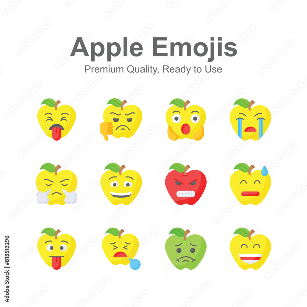 Set of emoji icons, cute expressions vector design