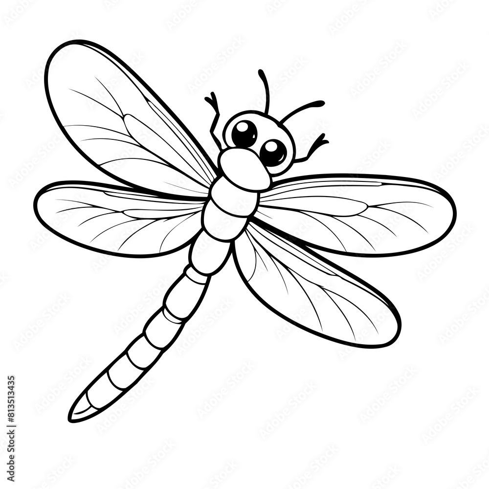 Simple vector illustration of dragonfly doodle for toddlers worksheet Simple vector illustration of dragonfly doodle for toddlers worksheet