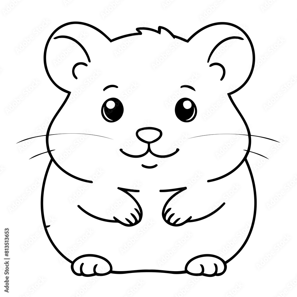Vector illustration of a cute hamster drawing for colouring page Vector illustration of a cute hamster drawing for colouring page