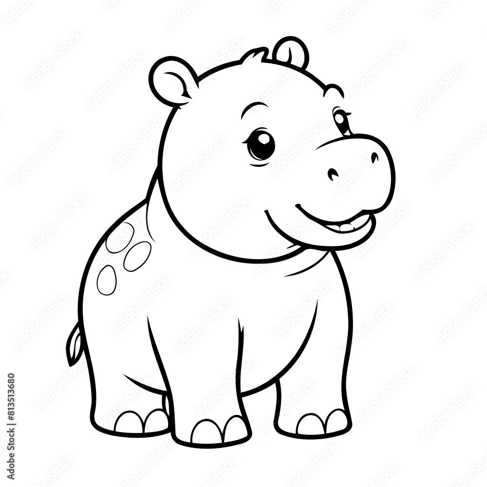 Cute vector illustration hippo doodle for kids colouring page Cute vector illustration hippo doodle for kids colouring page