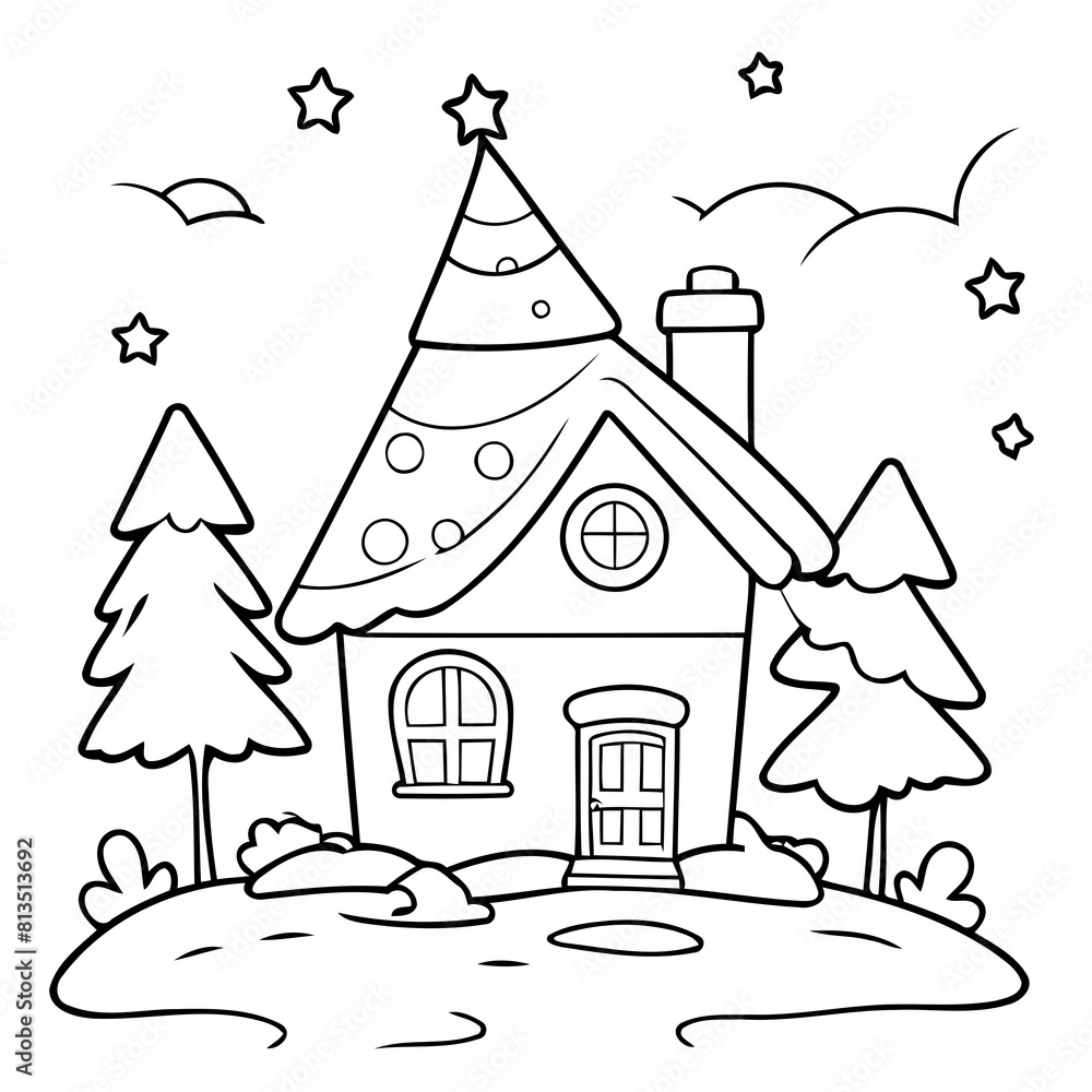 Cute vector illustration holiday colouring page for kids Cute vector illustration holiday colouring page for kids