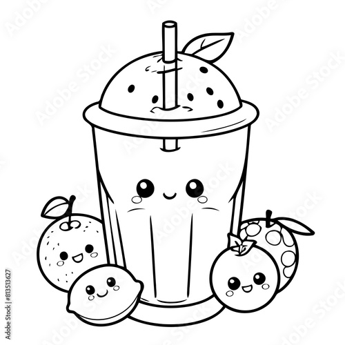 Cute vector illustration fruit drawing for children page