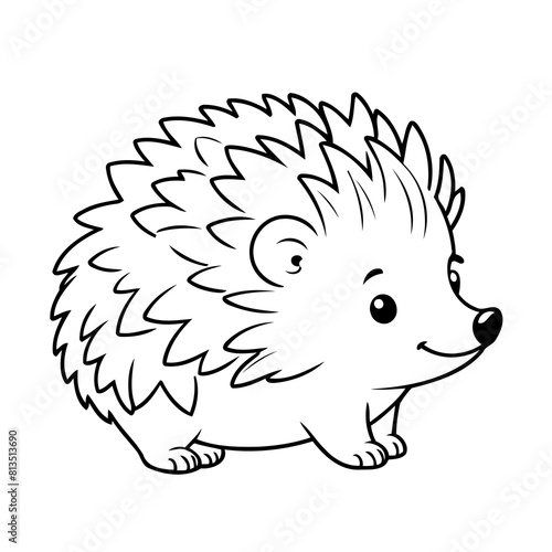 Simple vector illustration of hedgehog drawing colouring activity