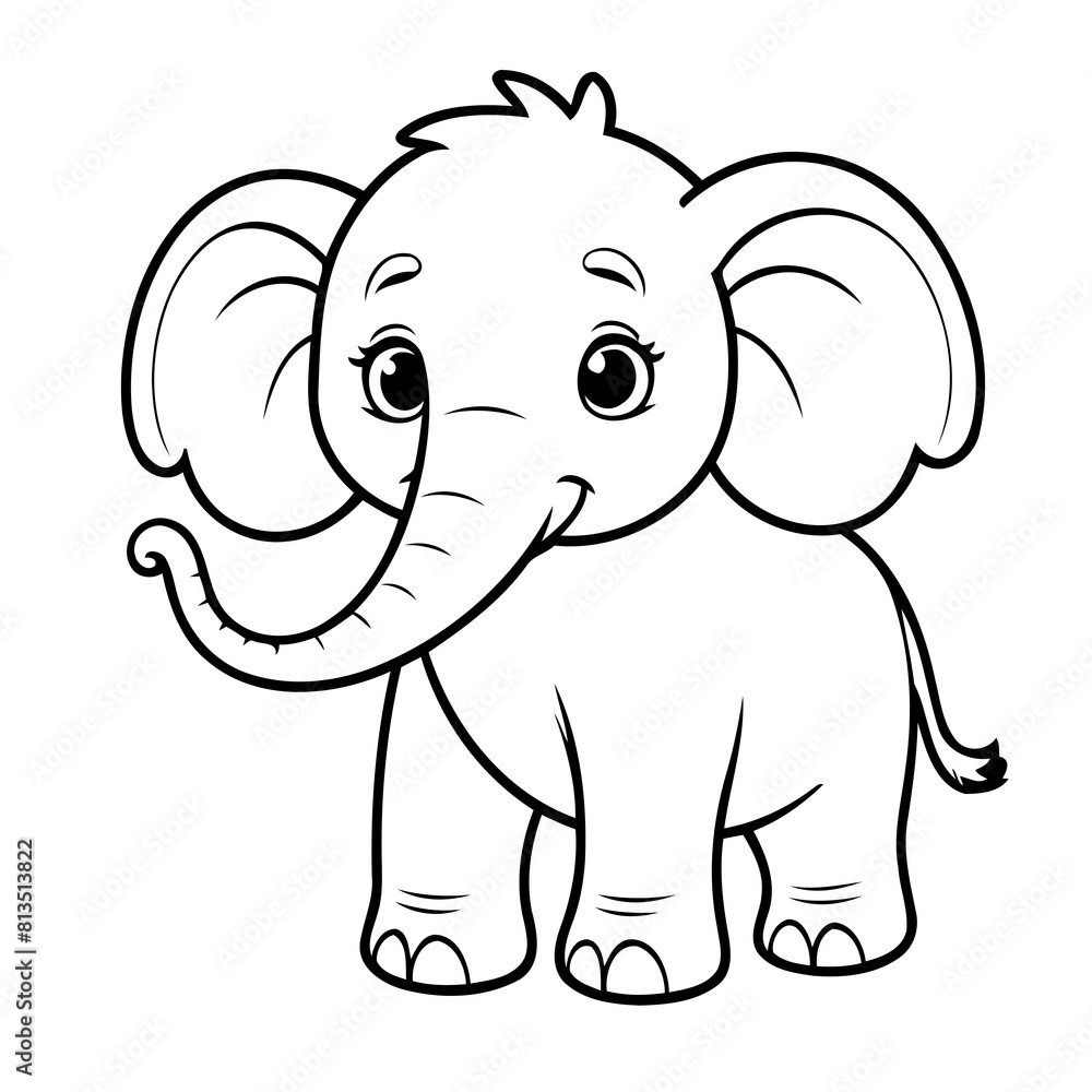 Naklejka premium Vector illustration of a cute Mammoth doodle colouring activity for kids
