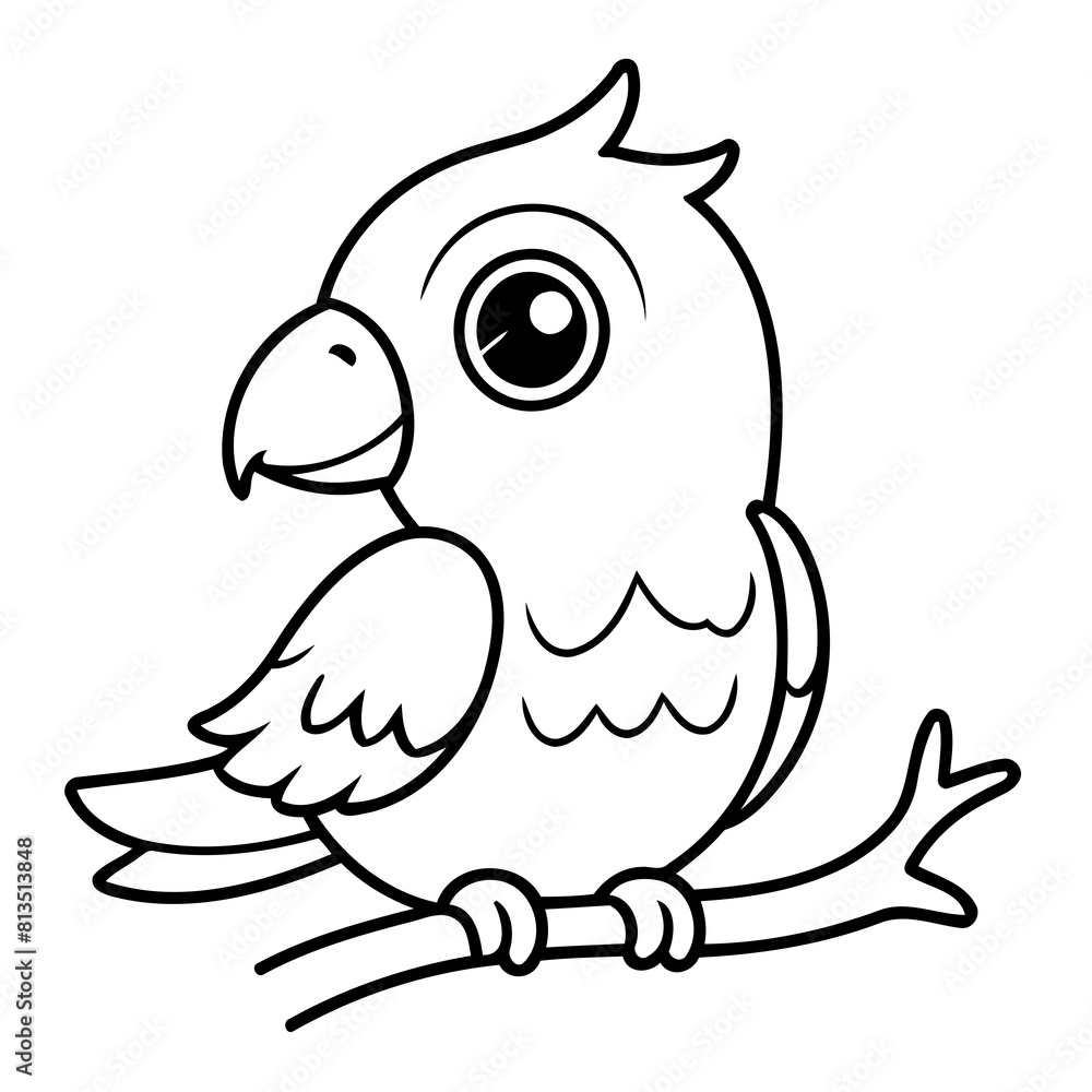 Vector illustration of a cute parrot drawing for toddlers book Vector illustration of a cute parrot drawing for toddlers book