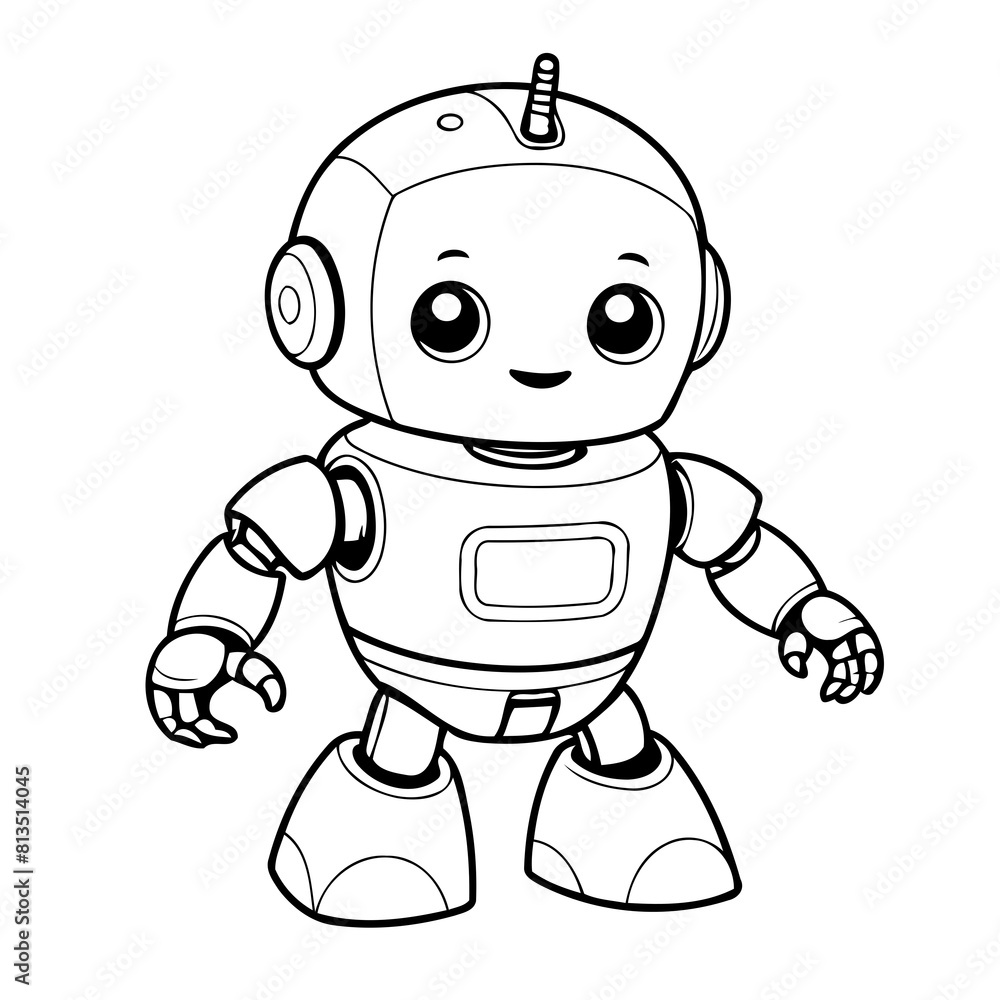 Simple vector illustration of Robot for children colouring activity Simple vector illustration of Robot for children colouring activity